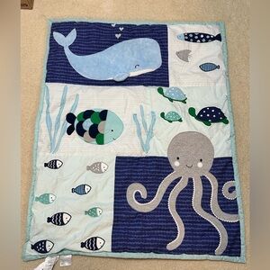 Lambs & Ivy Oceania Baby Crib Quilt Octopus Whale Fish